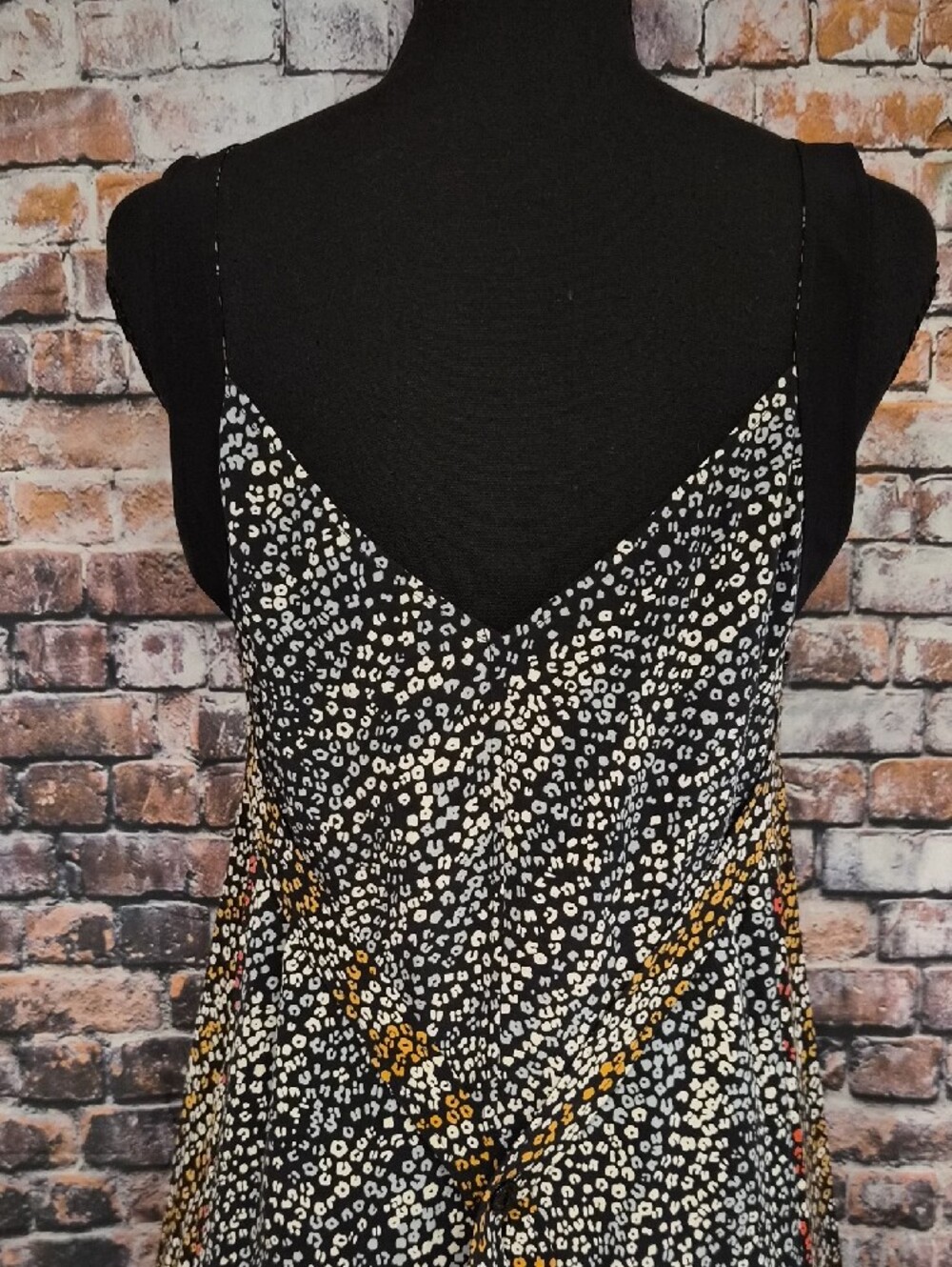 rag & bone Collette 100% Silk Black Maxi Slip Dress with Small Floral Print - Picture 11 of 12